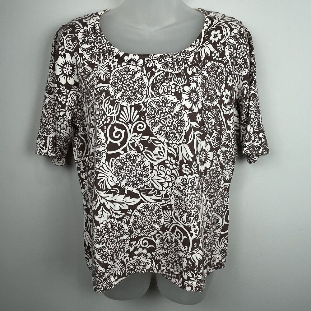Orvis Short Sleeve Sleeveless Shirt‎ Set Of 3 Green Brown Floral Women's Size M - Picture 9 of 16